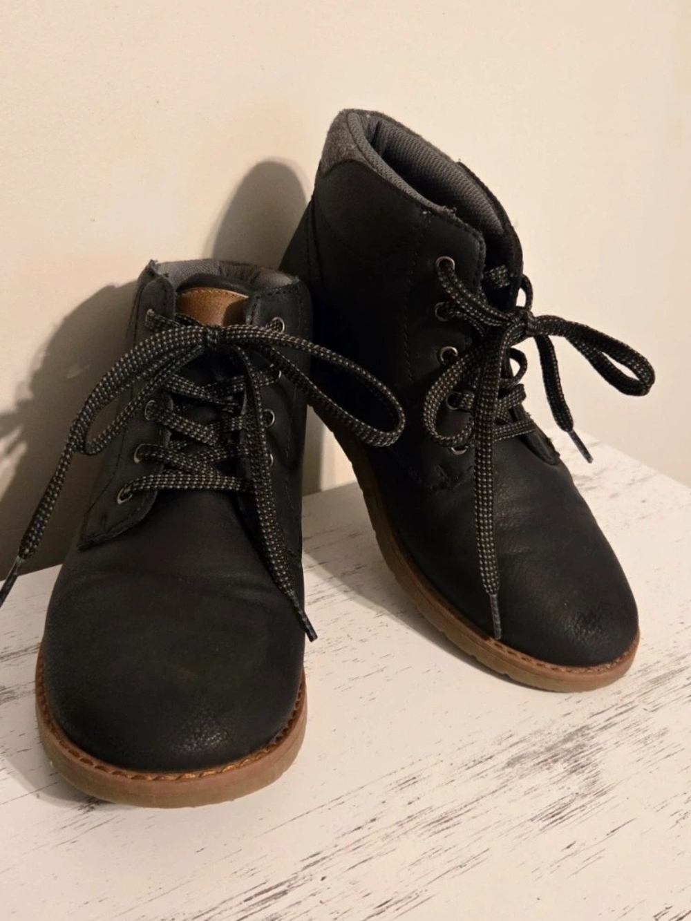 Boys Black Lace-Up Ankle Boots